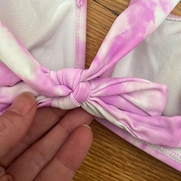 California Waves Bikini Set V-Wire Bralette High Waisted Pink Junior’s XL NWT - Picture 6 of 9